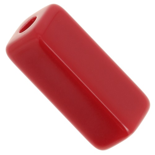 Perline tubolari in resina opaca 20x8 mm - Rosso carminio x4