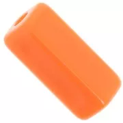 Perle tubolari rettangolari 20x8 mm in resina opaca - Arancione x4