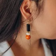 Perle tubolari rettangolari 20x8 mm in resina opaca - Arancione x4