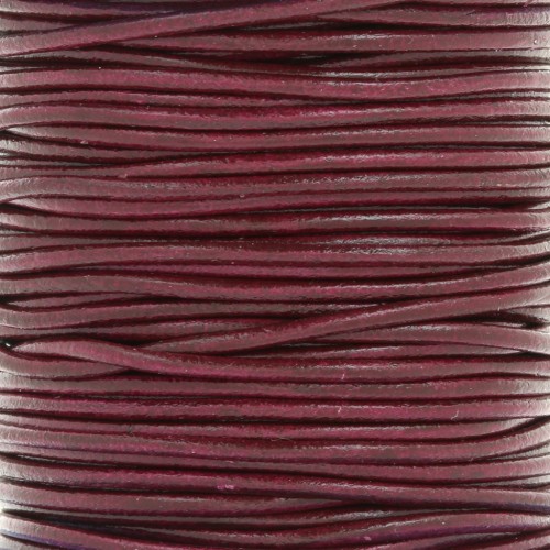 Cordoncino europeo in pelle 2 mm - Bordeaux x1m