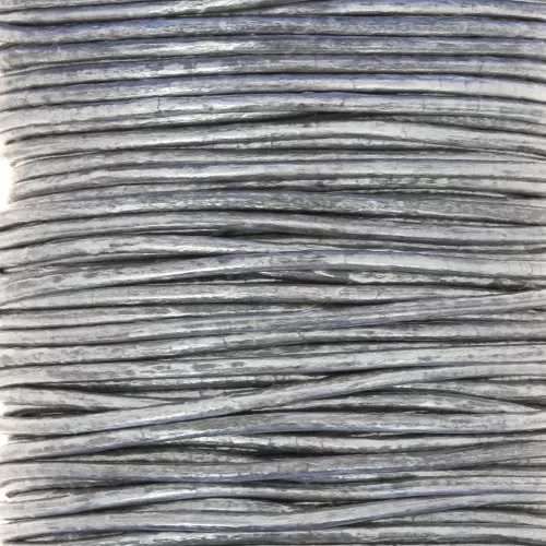 Cordoncino europeo in pelle 2 mm - Argento x1m