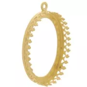 Pendente ovale con decorazione a corona - cabochon 25x18 mm - Placcato oro 3 micron