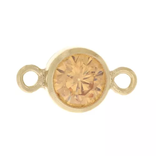 Distanziatore rotondo di zirconi da 4,5mm - Champagne - Gold filled