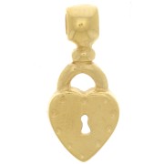 Pendente a forma di lucchetto a cuore 16x7 mm - Placcato oro 3 micron x1