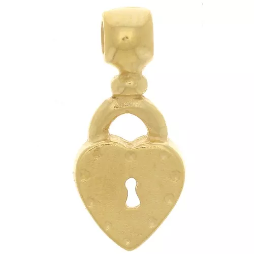 Pendente a forma di lucchetto a cuore 16x7 mm - Placcato oro 3 micron x1