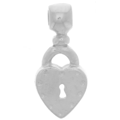 Pendente a forma di lucchetto a cuore 16x7 mm - Argento 925 x1