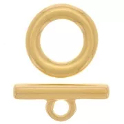 Chiusura a T per bracciale o collana - 15 mm - Dorato con oro fino x1