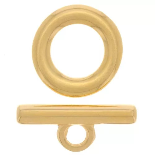 Chiusura a T per bracciale o collana - 15 mm - Dorato con oro fino x1