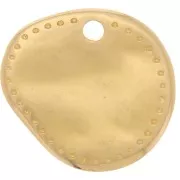 Ciondolo rotondo irregolare 14x13 mm - Dorato con oro fino x1