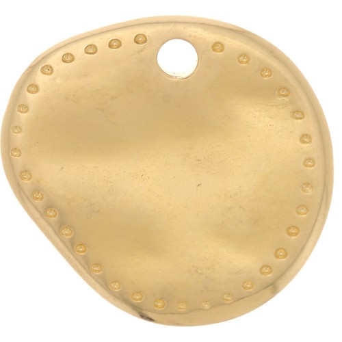 Ciondolo rotondo irregolare 14x13 mm - Dorato con oro fino x1