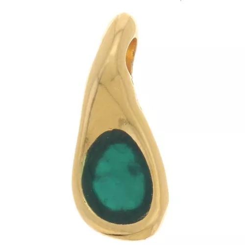 Ciondolo goccia 13x6 mm in resina epossidica - Dorato con oro fino - Verde x1