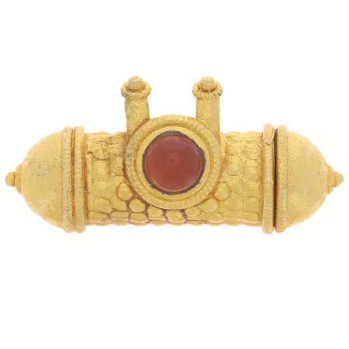 Pendente etnico a tubo 15x30 mm - Dorato con oro fino - imita la corniola