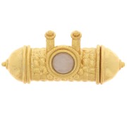 Pendente etnico a tubo 15x30mm pietra semipreziosa Dorato con oro fino - Quarzo rosa|raw }}