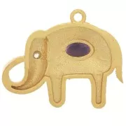 Pendente elefante 18x22 mm cabochon pietra- Dorato con oro fino - Ametista