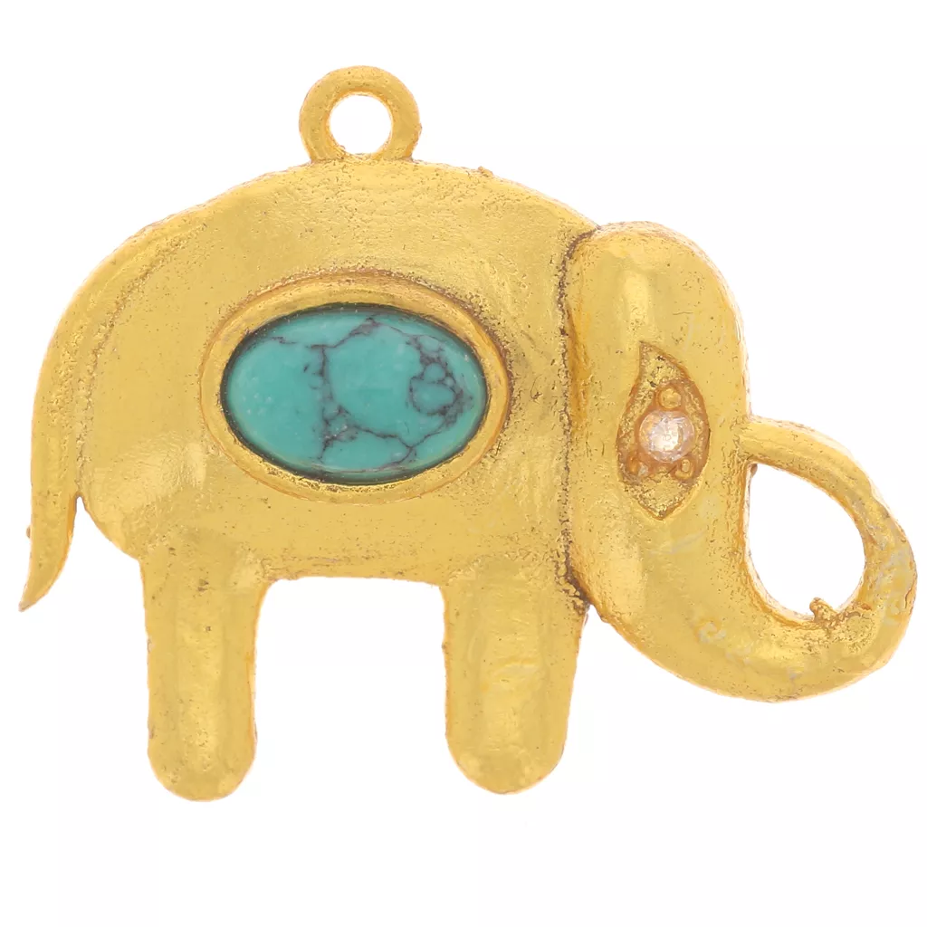 Orecchini Pendenti A Goccia In Giada E Cristallo – Placcato Oro 18K – Elefante Portafortuna - Foto 5