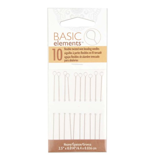 Aghi flessibili a filo ritorto spesso 0,36 mm - Beadsmith x10