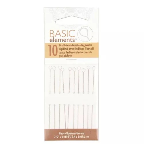 Aghi flessibili a filo ritorto spesso 0,36 mm - Beadsmith x10