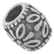 Perlina tubolare lavorata 9.5.x9 mm foro grande - acciaio inox 304L x1