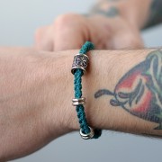 Perlina tubolare 13x10,5 mm a foro largo - motivo Rune celtiche - Acciaio inossidabile 304L x1