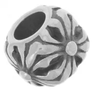 Perlina quadrata appiattita 10,5 mm foro grande - schema a croce - acciaio inox 304L x1