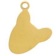 Ciondolo a testa di cane in resina epossidica 11x12 mm - acciaio inossidabile 316L Dorato x1