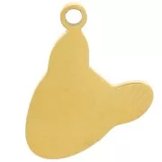 Ciondolo a testa di cane in resina epossidica 11x12 mm - acciaio inossidabile 316L Dorato x1