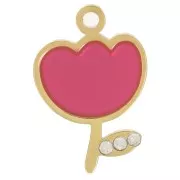 Ciondolo a tulipano in resina epossidica 12x8 mm - Acciaio inossidabile 316L Dorato x1