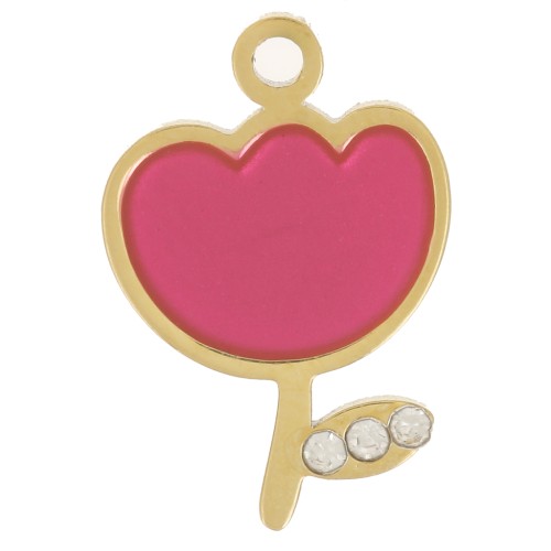 Ciondolo a tulipano in resina epossidica 12x8 mm - Acciaio inossidabile 316L Dorato x1