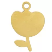 Ciondolo a tulipano in resina epossidica 12x8 mm - Acciaio inossidabile 316L Dorato x1