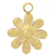 Ciondolo a forma di fiore da 7,5 mm con cabochon in imitazione di madreperla, acciaio inossidabile 304L Dorato x1