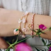 Ciondolo a forma di cuore di farfalla 12x9 mm - Acciaio inossidabile 316L Dorato x1