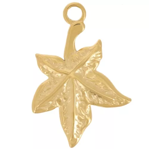 Pendente a forma di foglia 22x15 mm - Acciaio inossidabile 304L Dorato x1