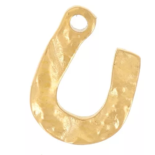 Ciondolo a U martellata 10x7 mm - Acciaio inossidabile 316L Dorato x1