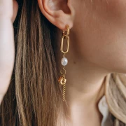 Ciondolo a U martellata 10x7 mm - Acciaio inossidabile 316L Dorato x1