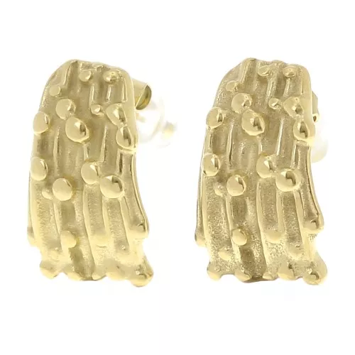 Orecchini con perno a rettangolo strutturato 19x12 mm - Acciaio inossidabile placcato in oro 304L x2