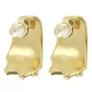 Orecchini con perno a rettangolo strutturato 19x12 mm - Acciaio inossidabile placcato in oro 304L x2