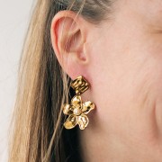 Orecchini a perno con diamante martellato da 17 mm e anello aperto in acciaio inossidabile 304L Dorato x2