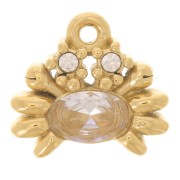 Ciondolo granchio 11x12 mm ossido di zirconio e strass Acciaio inox 304L dorato x1