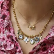 Ciondolo Fleur de Lys 16x9 mm in resina- Acciaio inox 304L dorato - Azzurro x1