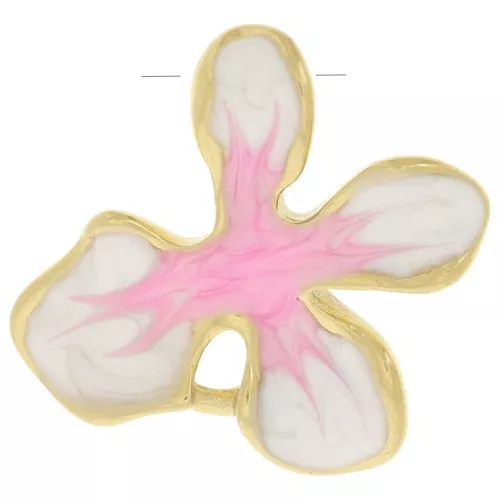 Pendente fiore 19x20 mm con resina- acciaio inox 304L dorato - Bianco - Rosa