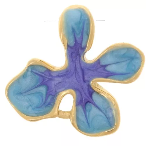 Pendente fiore 19x20 mm con resina - Acciaio inossidabile 304L dorato - Multi Blue