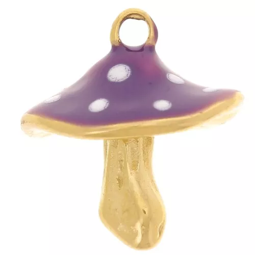 Ciondolo a fungo 15x14 mm con resina- Acciaio inossidabile 304L dorato - Plum