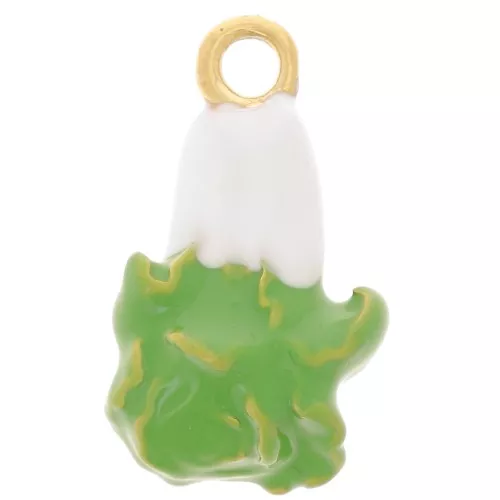 Ciondolo cavolo cinese 17x10 mm con resina - Acciaio inox304L dorato - Verde