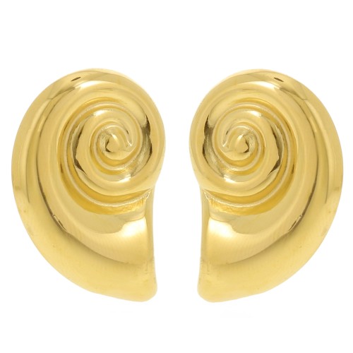 Orecchini a conchiglia 28x19 mm - Acciaio inossidabile 304L dorato x2