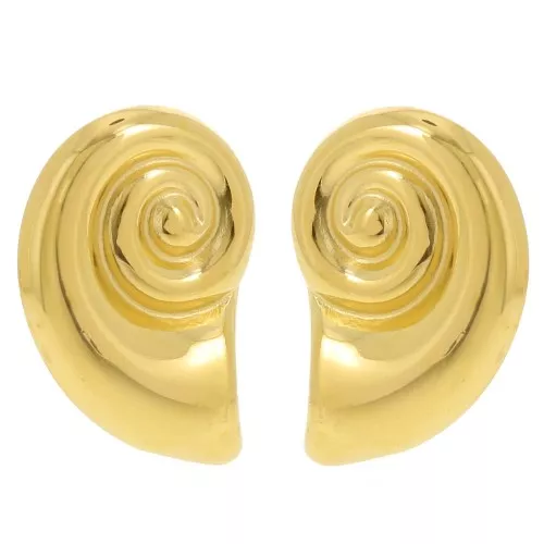 Orecchini a conchiglia 28x19 mm - Acciaio inossidabile 304L dorato x2
