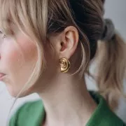 Orecchini a conchiglia 28x19 mm - Acciaio inossidabile 304L dorato x2