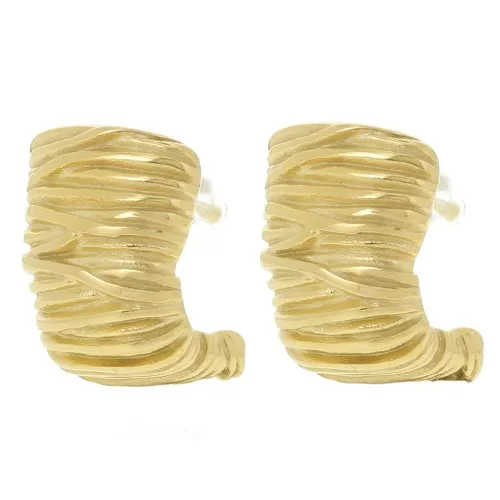 Orecchini aperti ad effetto plissettato, larghi 20 mm -Acciaio inox 304L dorato x2