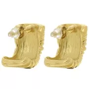 Orecchini aperti ad effetto plissettato, larghi 20 mm -Acciaio inox 304L dorato x2