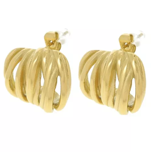 Orecchini design 15x21,5 mm - Acciaio inossidabile 304L dorato x2