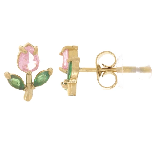 Orecchini a goccia con zirconi rosa e blu navy, placcati in oro - Italia